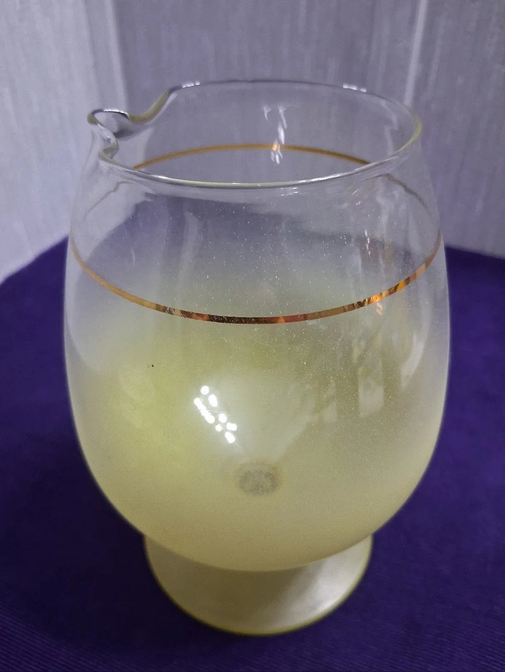 Vintage Blendo Cocktail Snifter Pitcher Yellow With Gold Band MCM